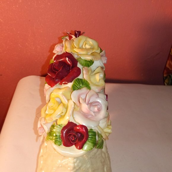 Fancy Ladies WHITE 8" Dress Shoe - Dresser Decor with PURPLE & PINK FLOWERS - Picture 7 of 11